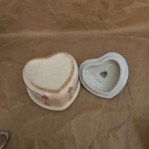 VintageTEAMSON 1996 Sponge Blue Pink Hearts Country Oven Stoneware Bowl Lid Knob - Picture 6 of 7